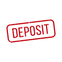 Distressed red deposit stamp on white background