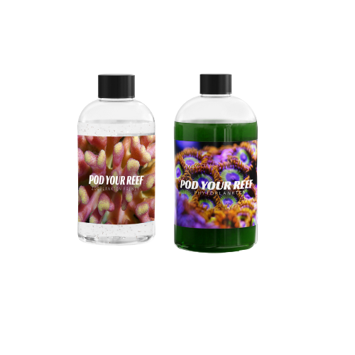 Combination of two pod your reef bottles one phytoplankton and one zooplankton frenzy