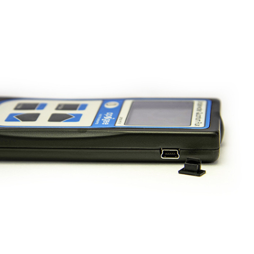 Apogee meter screen laying on table with  USB port exposed