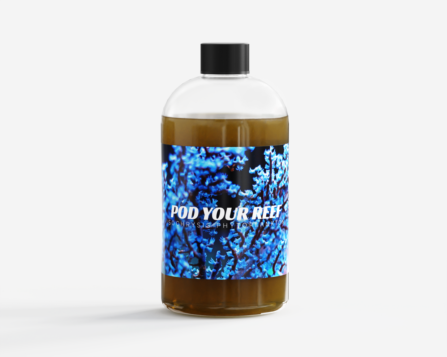 Product Image showing the front of a bottle of isochrysis phytoplankton from Pod Your Reef