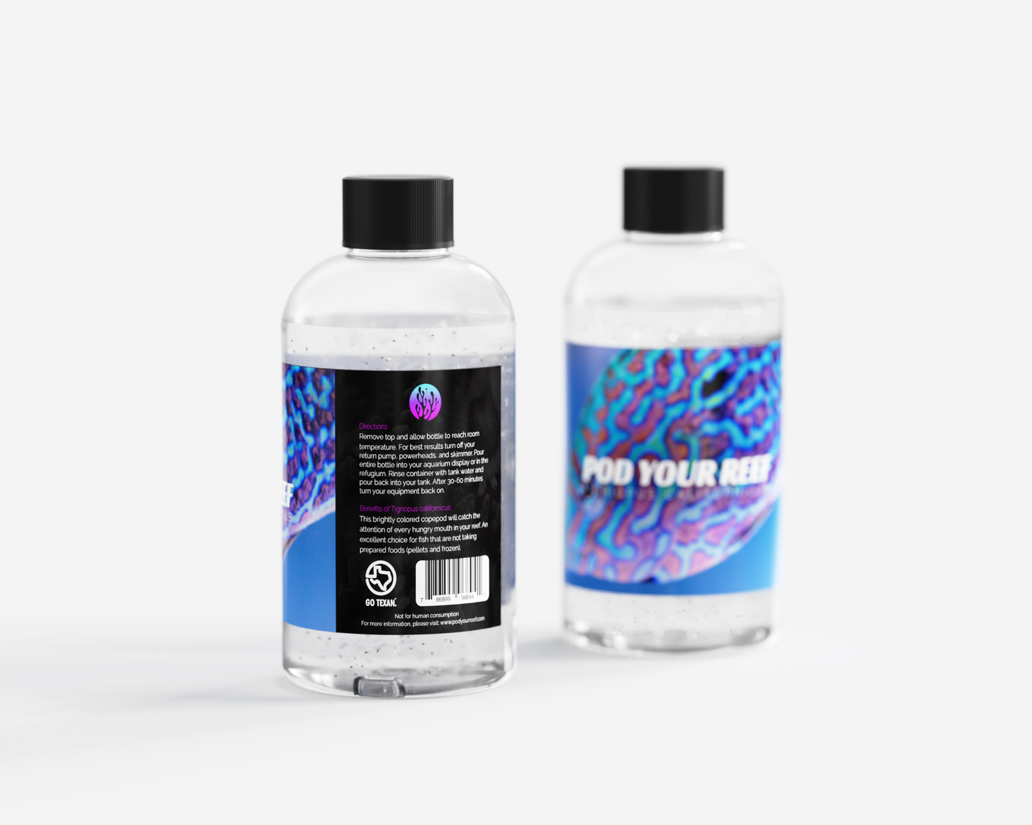 Product Photo Showing Two bottles of Pod Your Reef Tig