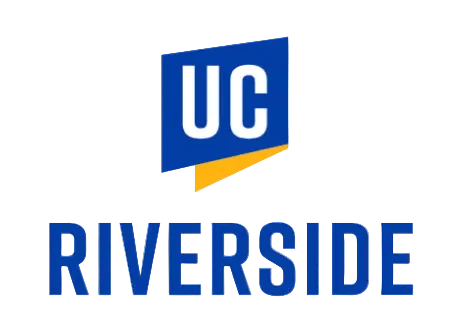UC Riverside logo with blue and yellow design on a white background